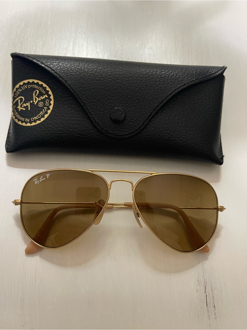 Ray-Ban Women’s Aviator Sunglasses - Gold Frame / Brown Lenses